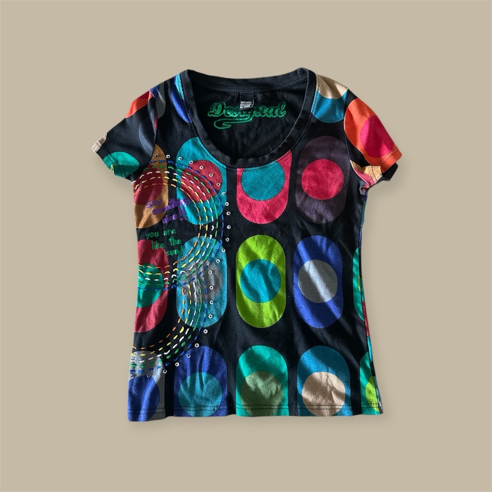 Desigual Women's Colorful Circle Pattern Tee